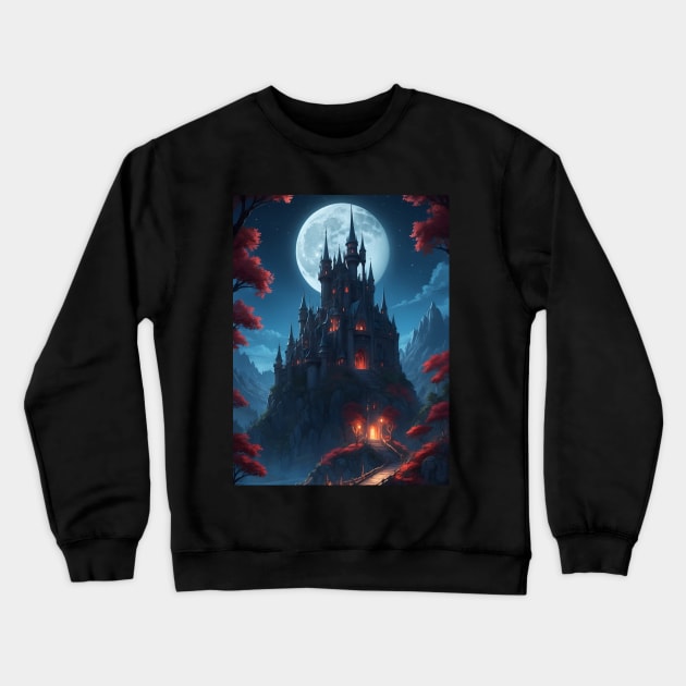 Horror castle Crewneck Sweatshirt by designfurry 